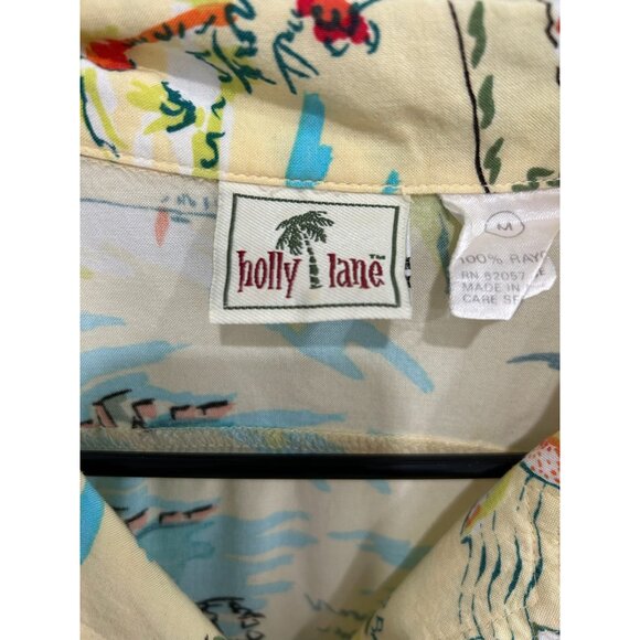 Vintage Holly Lane Retro Hawaiian Short Sleeve Button-Up Shirt Beach Print Sz M - Picture 5 of 9
